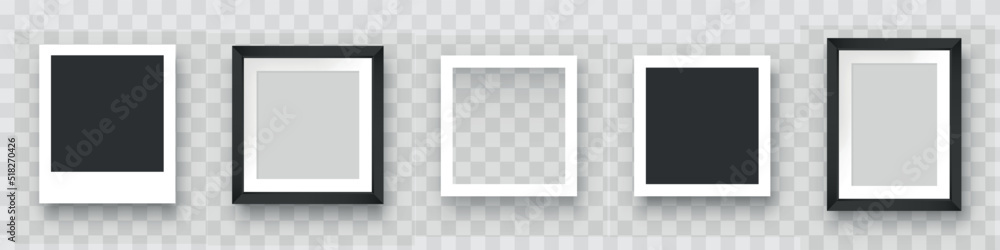 Canvas Prints realistic photo frame set. polaroid photo frame set. вifference photo frame trnsparent backround. ro