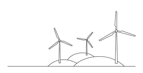 Divider with three windmills on three hills.