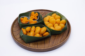 Traditional Thai dessert "Med Kanoon" and "Thong Yod" Thongyib,Include Clipping Path.