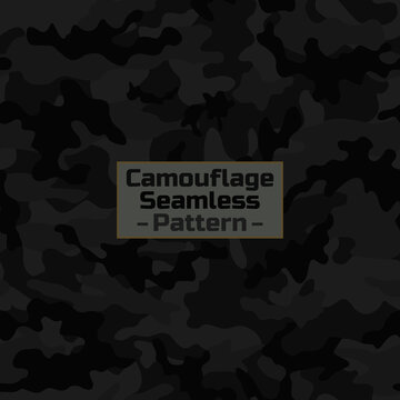 Black camouflage seamless pattern pattern. Vector camo background. Seamless pattern