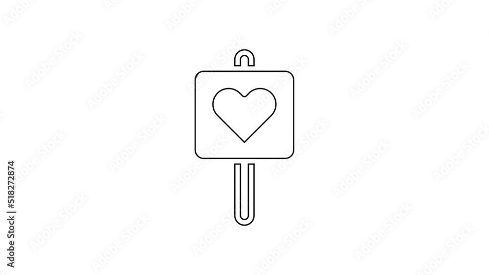 Poster black line map pointer with heart icon isolated on white background. valentines day. love location. 