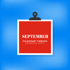 Pulmonary Fibrosis Awareness month. September. Blue blurred background. Vector illustration, flat design