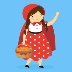 little red riding hood with a basket of cakes