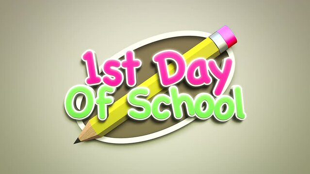 1st Day Of School with pencil on table, motion school and kids style background