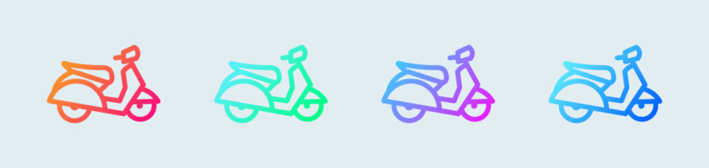 Scooter line icon in gradient colors. Motorcycle signs vector illustration.