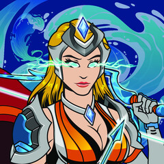 Powerful Goddess Cartoon Illustration