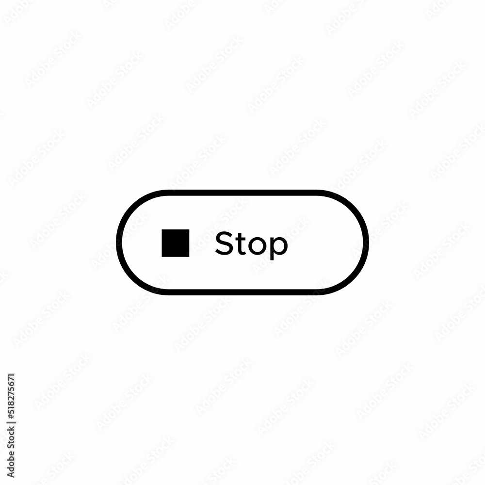 Poster stop button icon vector in rectangle line button