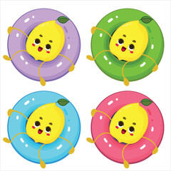 kawaii lemon character summer sticker