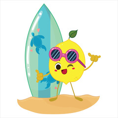 kawaii lemon character summer sticker