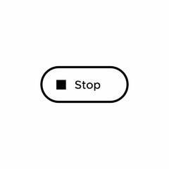 Stop button icon vector in rectangle line button