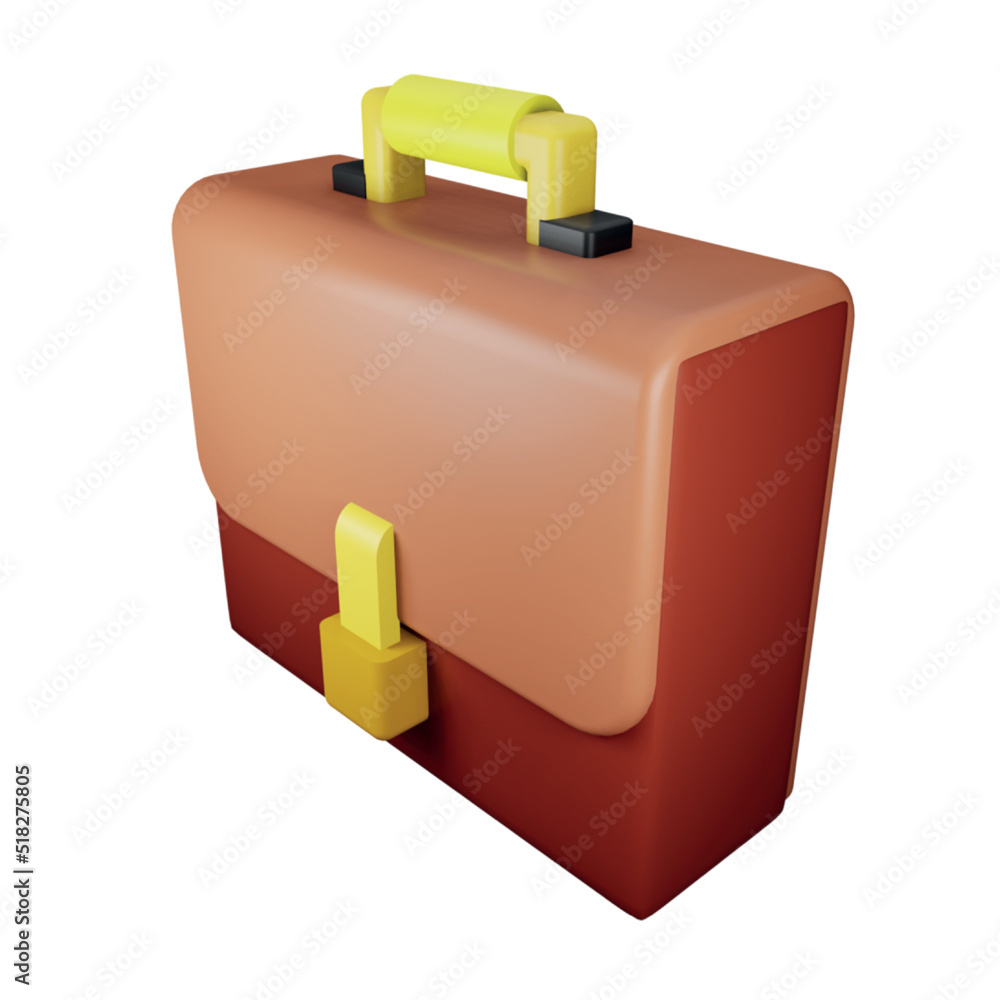 Poster Briefcase 3d rendering isometric icon.