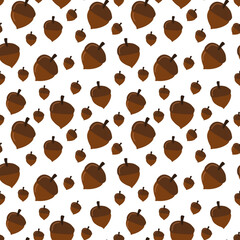 Vector hand-drawn color children's seamless repeating pattern with cute acorns on a white background. Creative children's forest texture for fabric, packaging, textiles, wallpaper, clothing.