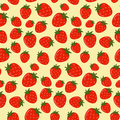 Strawberry hand-drawn seamless background. Children's illustration, vector illustration.
