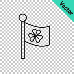 Black line National Ireland flag with clover trefoil leaf icon isolated on transparent background. Happy Saint Patricks day. National Irish holiday. Vector