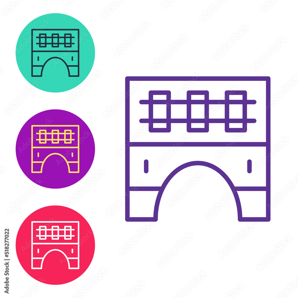 Poster set line bridge for train icon isolated on white background. set icons colorful. vector
