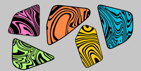 Fototapeta na wymiar Set of organic shapes and patterns for poster and cover design. Naïve art style.