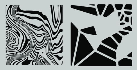 Set of organic shapes and patterns for poster and cover design. Naïve art style.