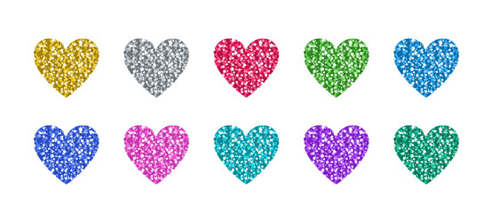 Glitter Heart Set In Differently Colors - 518277414