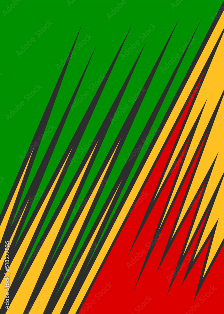 Poster abstract background with sharp and slash lines pattern and with jamaican color theme
