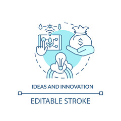 Ideas and innovation turquoise concept icon. Wider farming business environment abstract idea thin line illustration. Isolated outline drawing. Editable stroke. Arial, Myriad Pro-Bold fonts used