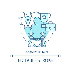 Competition turquoise concept icon. Wider farming business environment abstract idea thin line illustration. Isolated outline drawing. Editable stroke. Arial, Myriad Pro-Bold fonts used