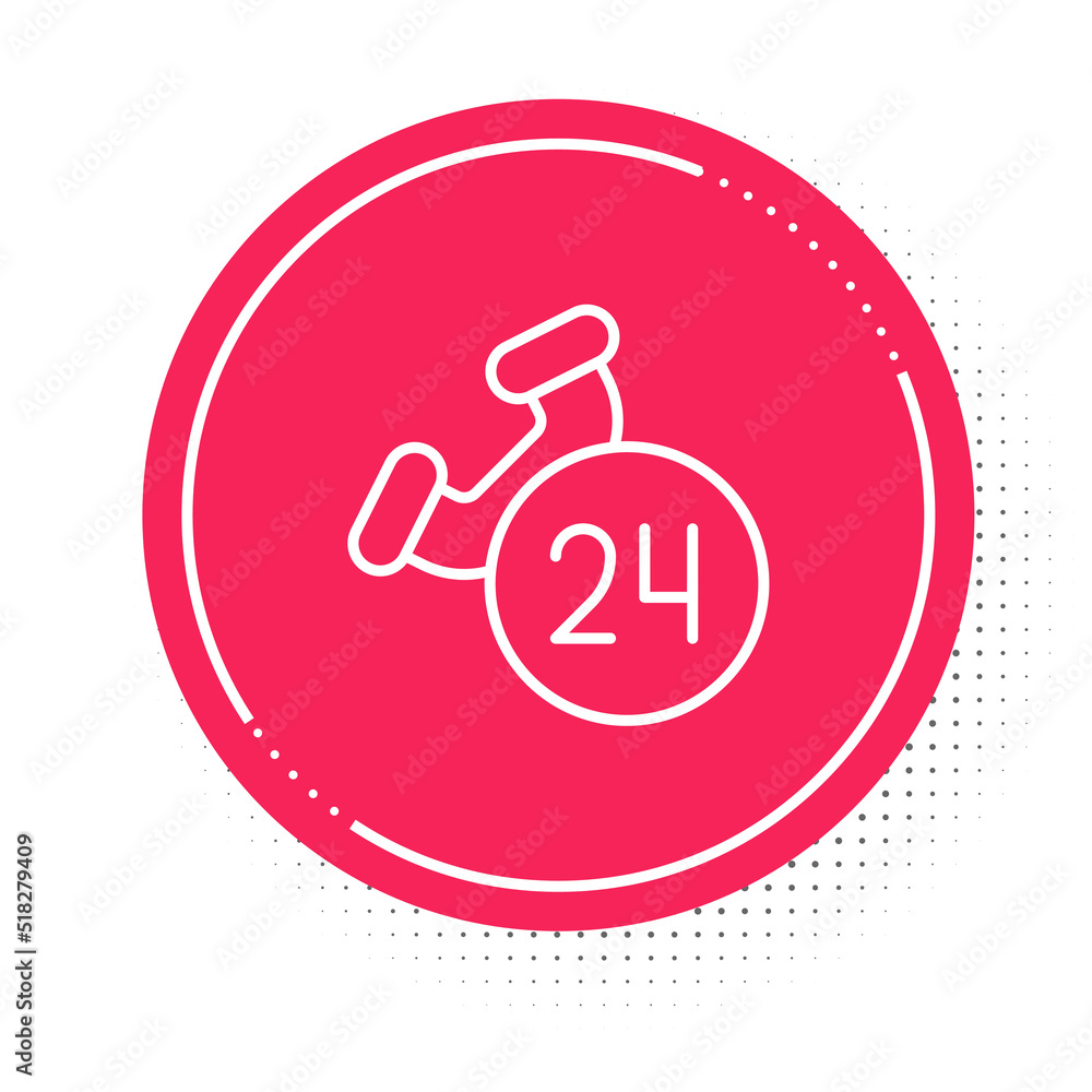 Poster white line telephone 24 hours support icon isolated on white background. all-day customer support ca