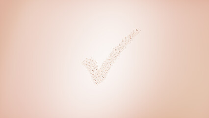 Checkmark printed on the wet glass on beige background | deodorant advertisement