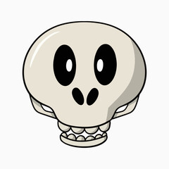 Funny Cute Cartoon skull for Holiday, cute smiling skull, cartoon style vector illustration