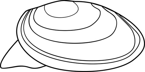 Coloring page with mussel mollusk isolated on white background © Kazakova Maryia