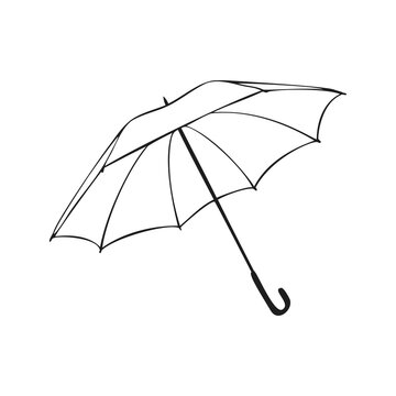 Monochrome picture, large outdoor umbrella, outdoor, vector illustration