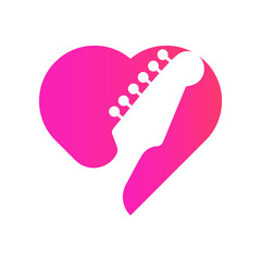 Music Lover Logo Vector Template. Music Logo Concept with Heart Shape