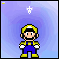 Fototapeta premium cartoon character in pixel vector art using a color filled background