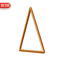 Line Triangle cone. Golden conical geometric shape. Realistic 3d design element. Icon isolated on white background. Vector illustration