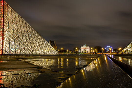 Paris, France - Nov 21, 2015 : Louvre museum with pyramid