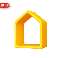 House realistic 3d design element In plastic cartoon style. Abstract Small house Icon isolated on white background. Vector illustration