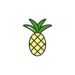 Pineapple color line icon vector illustration. Simple image exotic tropical fruit. Pineapple whole logo. Healthy organic food isolated on white background