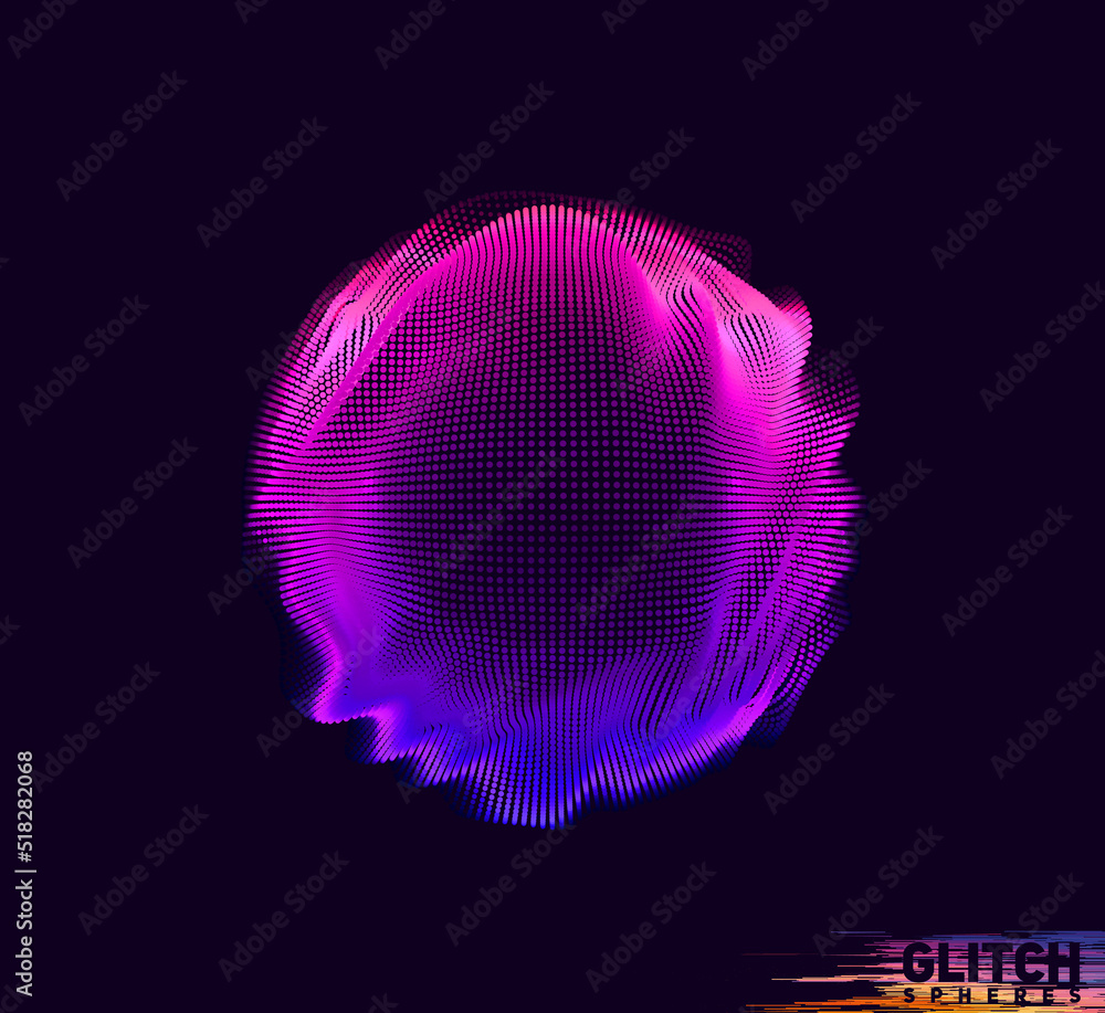 Aufkleber abstract vector colorful mesh on dark background. futuristic style card. corrupted point sphere