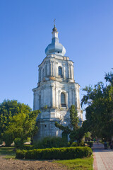 Fototapeta na wymiar Bell tower of Ascension Cathedral in Pereyaslav-Khmelnytsky, Ukraine