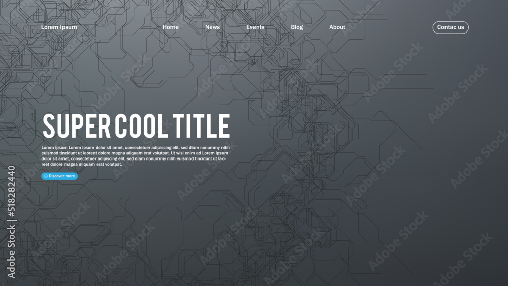 Wall mural landing page abstract design with big data. template for website or app.