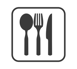 Besteck Icon in schwarzem Rahmen - Restaurant oder Essen