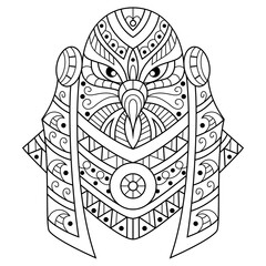 Hand drawn of horus in zentangle style