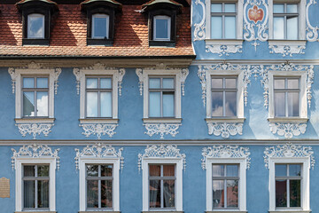 facade and details of houses in the streets of Bamberg, Bavaria