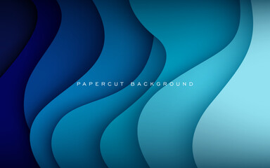 multi colored blue wavy papercut with overlap layers background. eps10 vector
