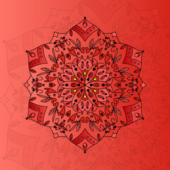 Colorful decorative Mandala art on color background. ornamental and floral motif or mandala design vector illustration.