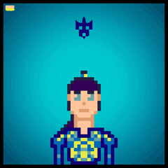 Fototapeta premium cartoon character in pixel vector art using a color filled background