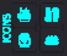 Obraz premium Set Dumpling, Ramen soup bowl, Guotie and Asian noodles paper box icon. Black square button. Vector