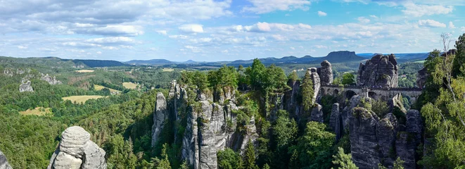 Crédence de cuisine en verre imprimé Le pont de la Bastei Saxon Switzerland National Park Germany - Bastei rocks
