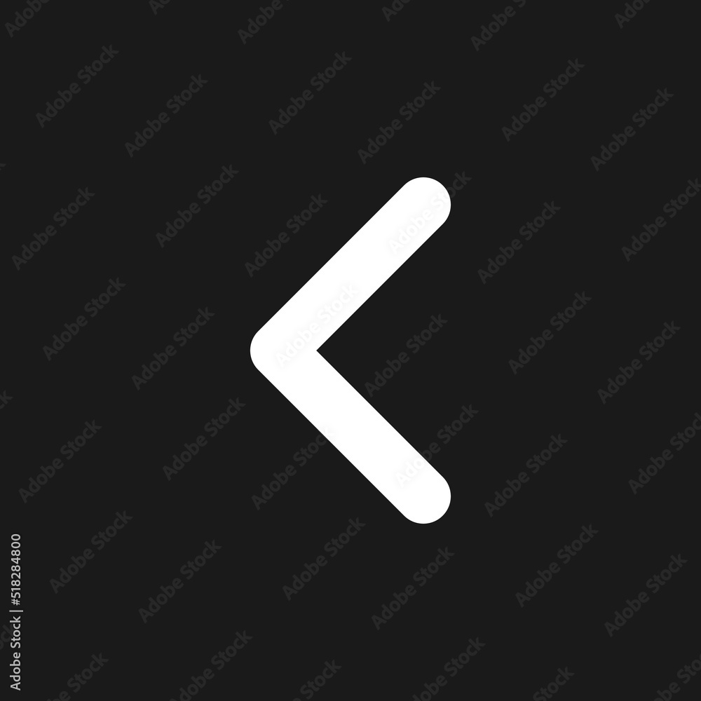 Poster left arrow dark mode glyph ui icon. navigation direction. pointing sign. user interface design. whit