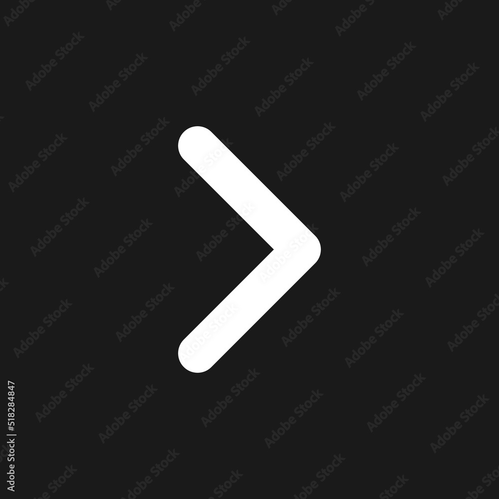 Poster right arrow dark mode glyph ui icon. navigation direction. angle bracket. user interface design. whi