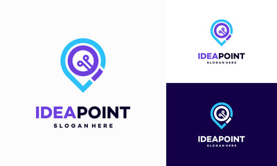 Idea point logo designs concept vector, Lightbulb and Pointer logo symbol, Education Center logo designs